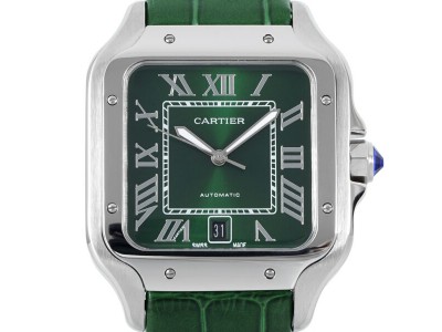 Elegante Replica Uhr Cartier Santos de Cartier in edlem Grün