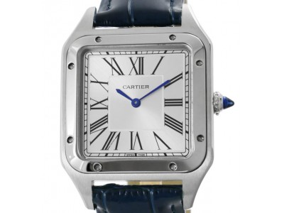 Elegante Cartier Santos Dumont Stahl Replik Uhr mit Lederarmband