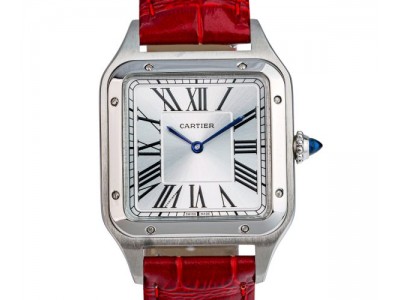Elegante Cartier Santos Dumont Nachbildung mit Roter Lederschließe