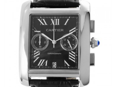 Replika-Modell Cartier Tank MC Chronograph in klassischem Schwarz