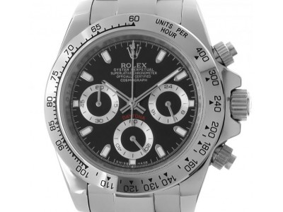 Replica Uhr Rolex Daytona in Stahl mit schwarzem Zifferblatt
