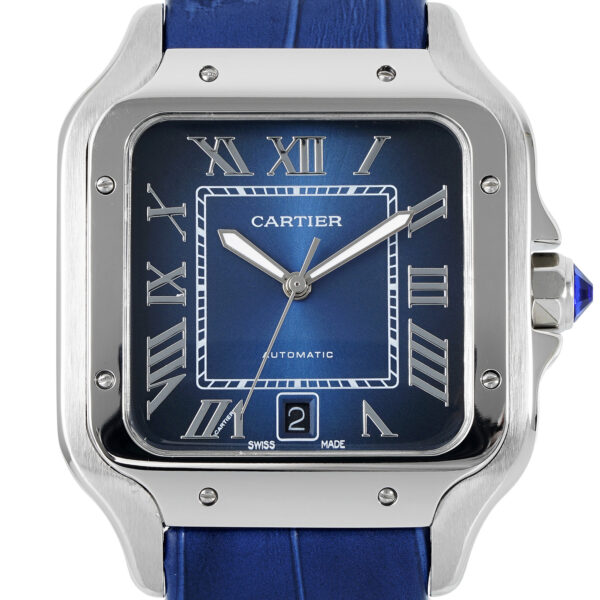 Cartier Santos de Cartier blau mit Lederarmband blau