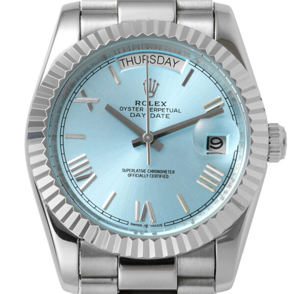 Rolex Day-Date 36mm Platin Zifferblatt eisblau