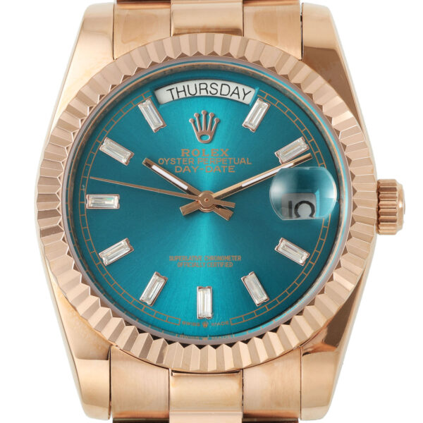 Replica Rolex Day-Date 36mm 18k rotgold Zifferblatt türkis